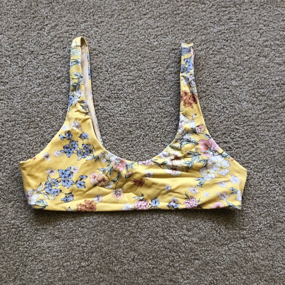 yellow floral bikini swimsuit top